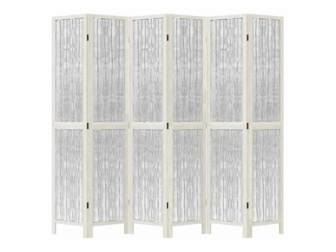 Biombo|Tabique divisorio de 6 paneles en madera maciza de paulownia blanca