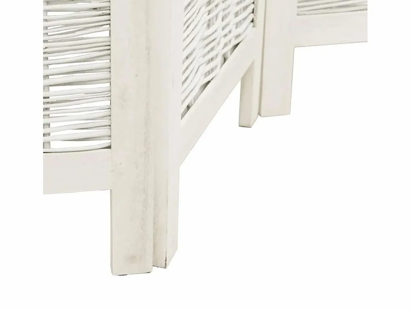 Biombo|Tabique divisorio de 6 paneles en madera maciza de paulownia blanca