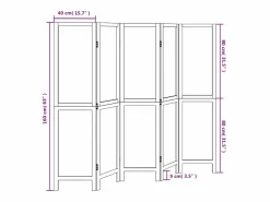 Tabique divisorio de 5 paneles en marrón oscuro fabricado en paulownia maciza Marru00f3n Discount