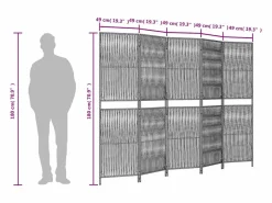 Biombo|Tabique divisorio de 5 paneles de mimbre de resina