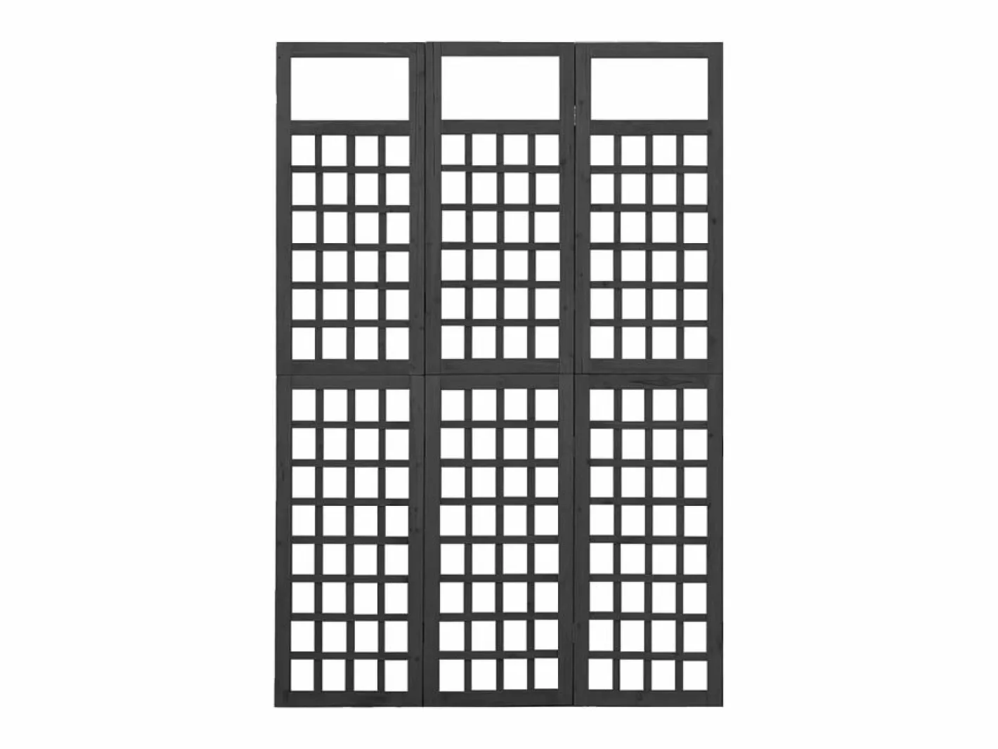 Tabique divisorio de 3 paneles Madera de pino 121x180 cm Negro