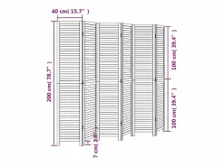 Tabique divisorio de 6 paneles en madera maciza de paulownia negra^ Outlet