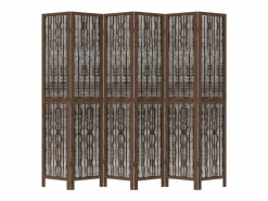Tabique divisorio de 6 paneles en color marrón oscuro fabricado en paulownia maciza Marru00f3n