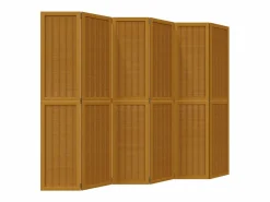 Tabique divisorio de 6 paneles en madera maciza de paulownia marrón^ New