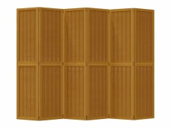 Tabique divisorio de 6 paneles en madera maciza de paulownia marrón^ New