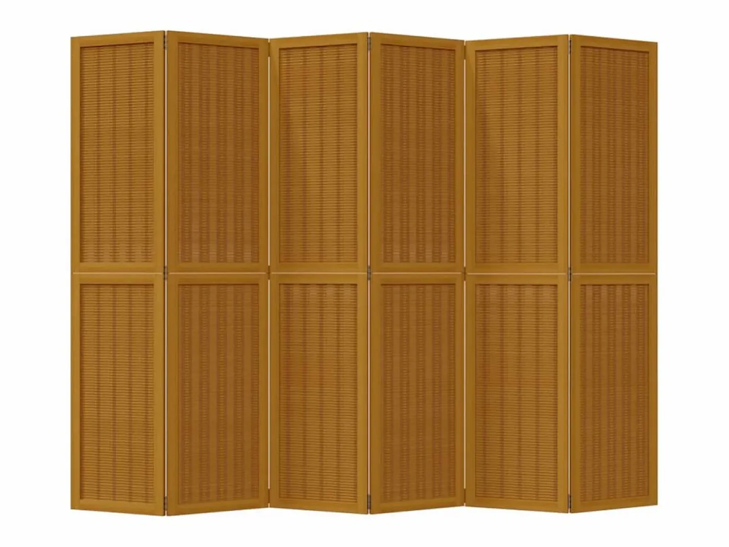 Tabique divisorio de 6 paneles en madera maciza de paulownia marrón^ New