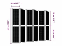 Tabique divisorio de 6 paneles en madera maciza de paulownia marrón^ New
