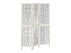 Biombo|Tabique divisorio de 3 paneles en madera maciza de paulownia blanca