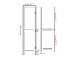 Biombo|Tabique divisorio de 3 paneles en madera maciza de paulownia blanca