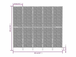 Biombo|Tabique divisorio de 5 paneles en color marrón jacinto de agua