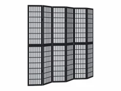 Tabique divisorio de 6 paneles en madera maciza de paulownia negra Negro Discount