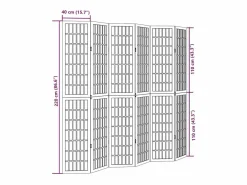 Tabique divisorio de 6 paneles en madera maciza de paulownia negra Negro Discount