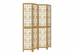 Tabique divisorio de 4 paneles en madera maciza de paulownia marrón^ Best