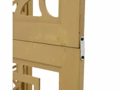 Tabique divisorio de 4 paneles en madera maciza de paulownia marrón^ Best