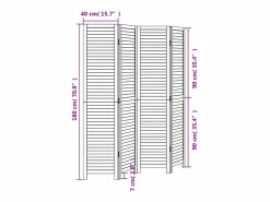 Tabique divisorio de 4 paneles en madera maciza de paulownia negra^ Online