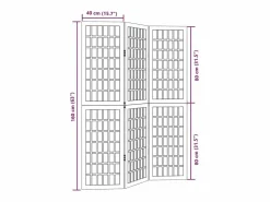 Tabique divisorio de 3 paneles en madera maciza de paulownia blanca^ Sale
