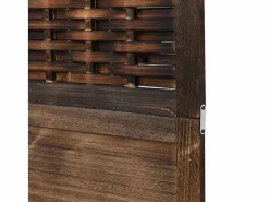 Tabique divisorio de 4 paneles de paulownia maciza en color marrón oscuro^ Sale