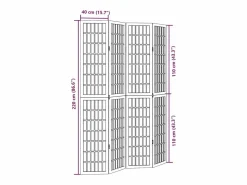 Biombo|Tabique divisorio de 4 paneles en madera maciza de paulownia negra