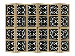 Tabique divisorio de 6 paneles en marrón y negro, paulownia maciza Marru00f3n Outlet