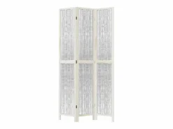 Biombo|Tabique divisorio de 3 paneles en madera maciza de paulownia blanca