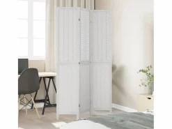Tabique divisorio de 3 paneles en madera maciza de paulownia blanca Blanco New