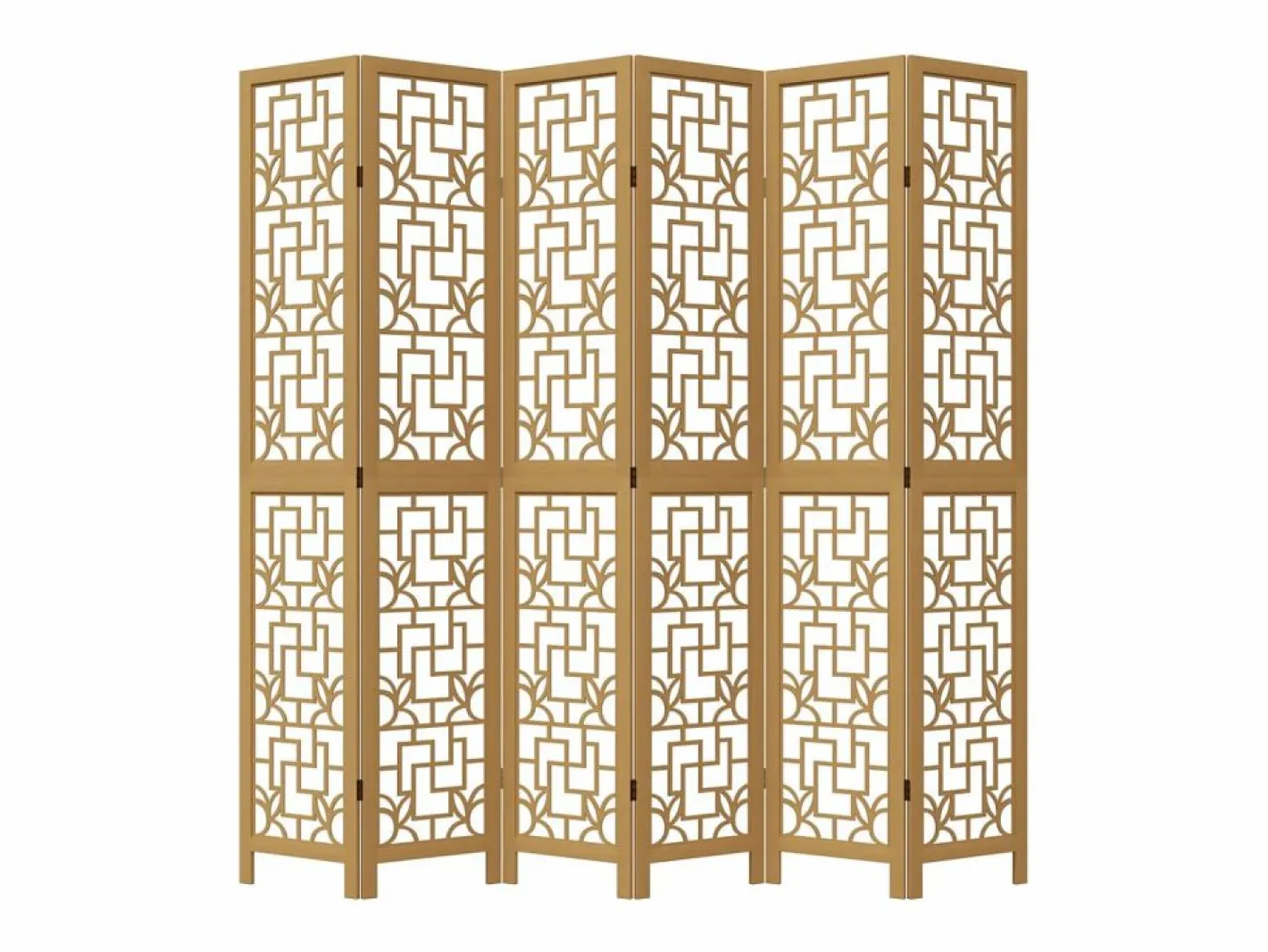 Tabique divisorio de 6 paneles en madera maciza de paulownia marrón^ Online