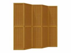Tabique divisorio de 5 paneles en madera maciza de paulownia marrón^ Sale