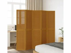 Tabique divisorio de 5 paneles en madera maciza de paulownia marrón^ Sale