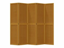 Tabique divisorio de 5 paneles en madera maciza de paulownia marrón^ Sale