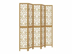 Tabique divisorio de 5 paneles en madera maciza de paulownia marrón Marru00f3n Best