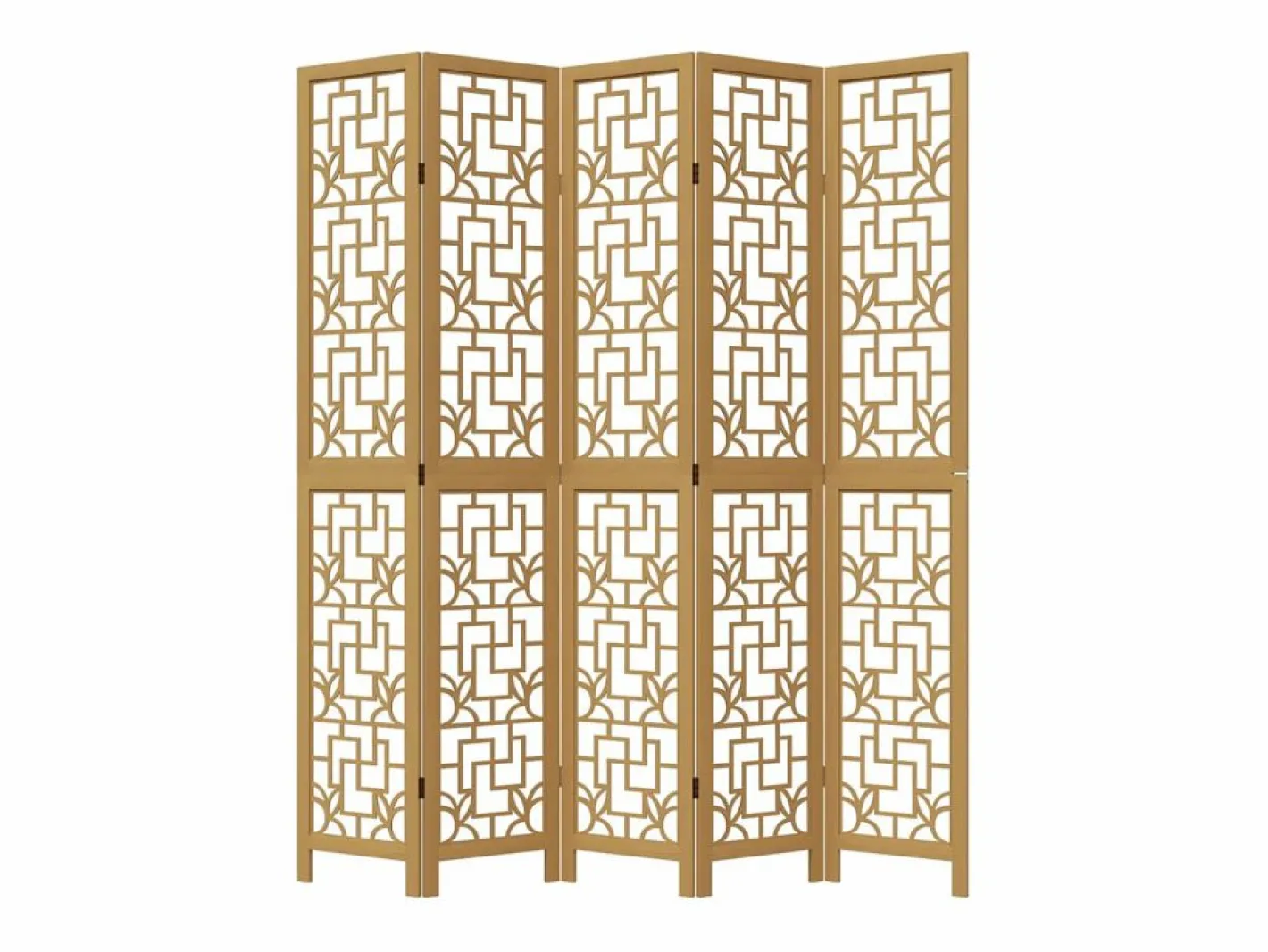 Tabique divisorio de 5 paneles en madera maciza de paulownia marrón Marru00f3n Best