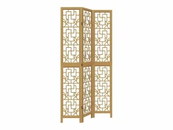 Tabique divisorio de 3 paneles en madera maciza de paulownia marrón^ Outlet