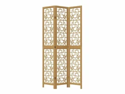 Tabique divisorio de 3 paneles en madera maciza de paulownia marrón^ Outlet