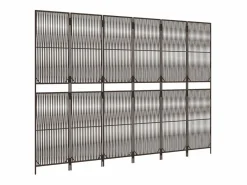 Tabique divisorio de mimbre de resina marrón de 6 paneles Marru00f3n Outlet