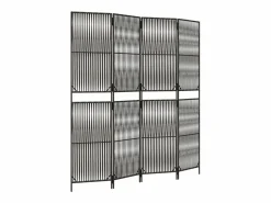 Tabique divisorio de mimbre de resina de 4 paneles Gris Clearance