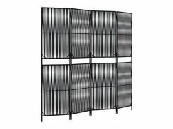Tabique divisorio de mimbre de resina negra de 4 paneles Negro Sale