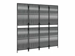 Tabique divisorio de mimbre de resina negra de 4 paneles Negro Sale