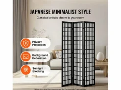 Tabique Divisorio SucceBuy, Tabique Divisorio Japonés de 3 Paneles, Tabique Japonés Portátil, de Madera, Gira 360°, 120,5 x 170 x 1,9 cm, para Separar Habitaciones^ Discount