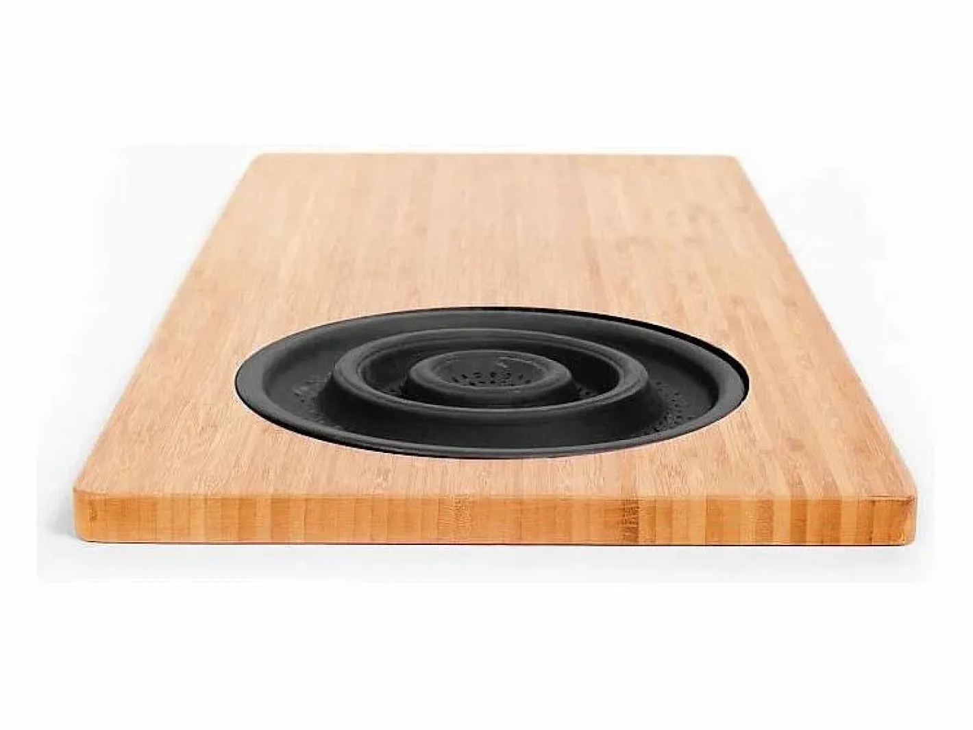 Materiales Y Utensilios De Cocina|Tabla de cortar de bambú con colador de plástico, 58 x 29 x 1,8 cm - Natural y negra