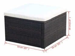Taburete / reposapiés Resina tejida 53 x 53 x 30 cm Marrón Marru00f3n Hot