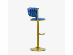 AHD Taburete ajustable de metal dorado y terciopelo entrelazado Macaron - Marino Azul Discount