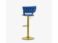 AHD Taburete ajustable de metal dorado y terciopelo entrelazado Macaron - Marino Azul Discount