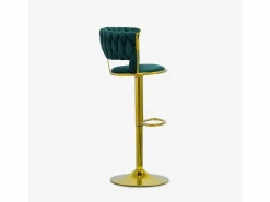 AHD Taburete ajustable de metal dorado y terciopelo entrelazado Macaron - oscuro Verde