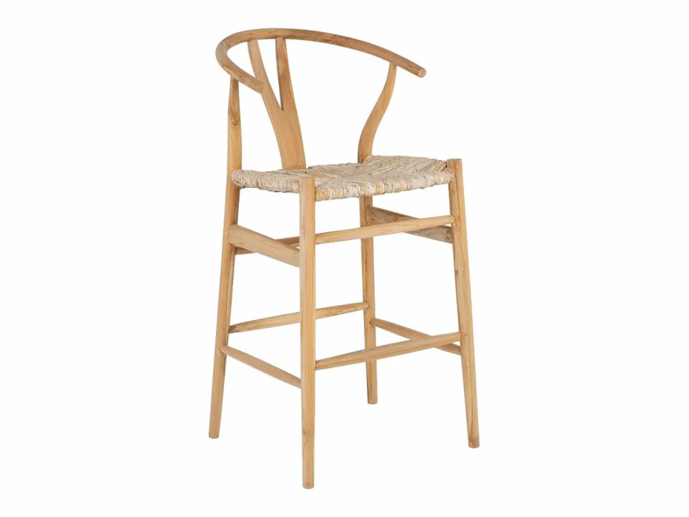 Vente-unique taburete alto de teca y mimbre - Natural - POGIANA Color natural claro Best