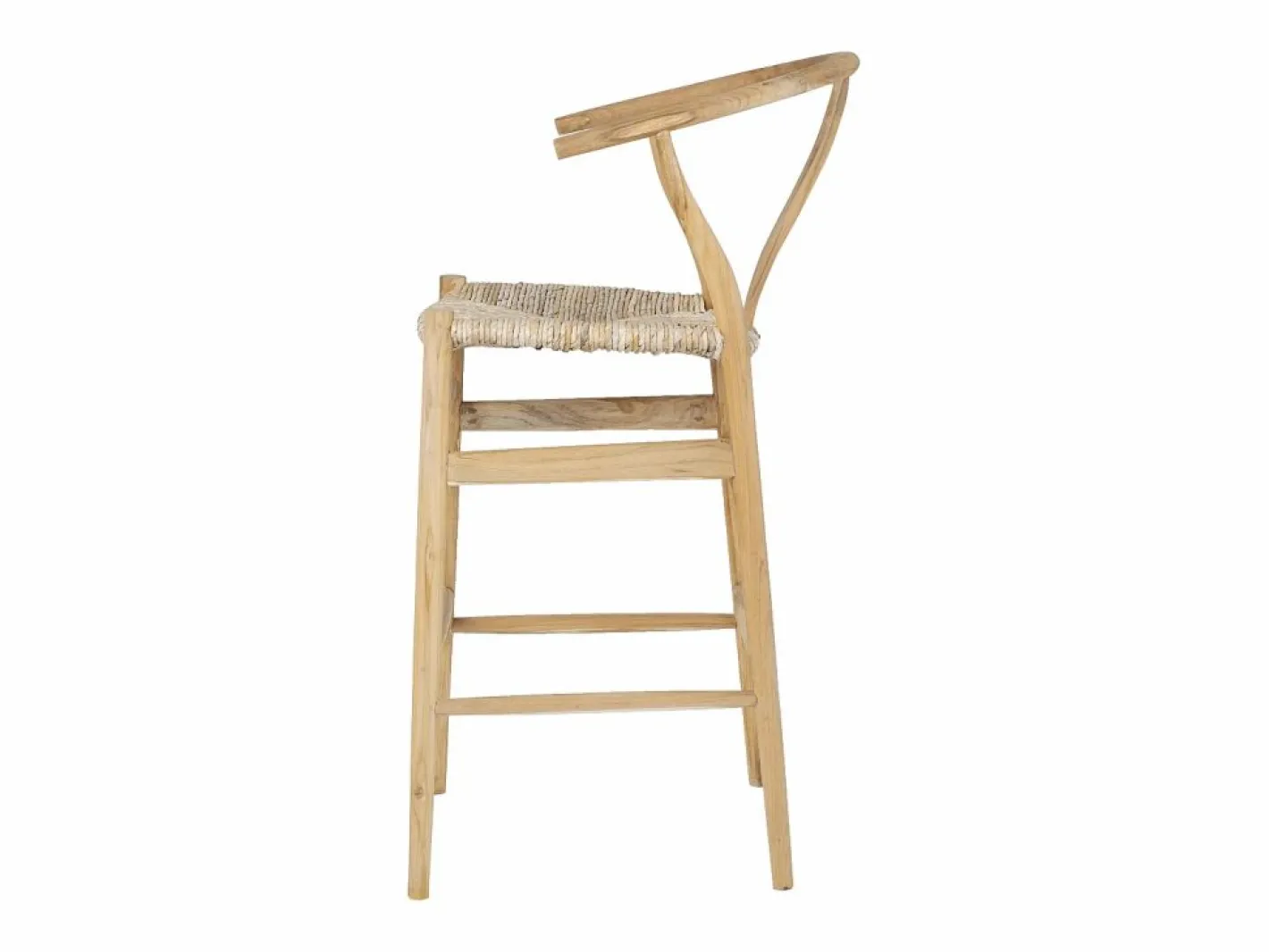 Vente-unique taburete alto de teca y mimbre - Natural - POGIANA Color natural claro Best