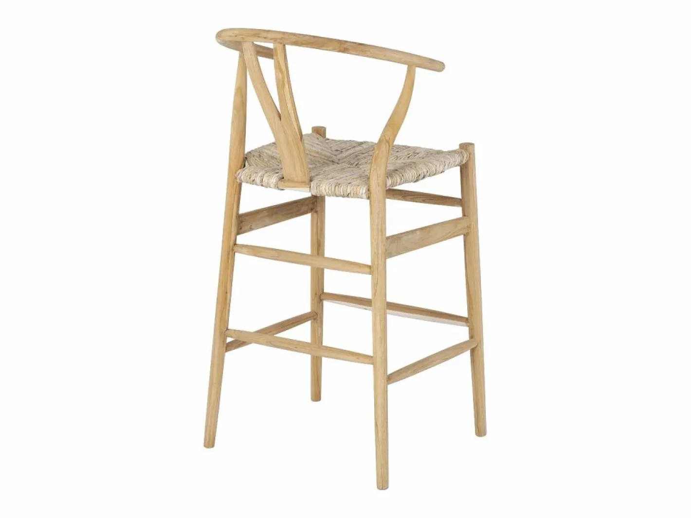 Vente-unique taburete alto de teca y mimbre - Natural - POGIANA Color natural claro Best