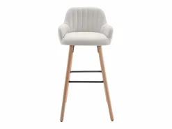 Vente-unique taburete alto de tela y madera de haya - - ELEANA Crema Best