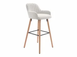 Vente-unique taburete alto de tela y madera de haya - - ELEANA Crema Best