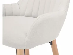 Vente-unique taburete alto de tela y madera de haya - - ELEANA Crema Best