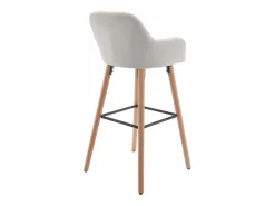 Vente-unique taburete alto de tela y madera de haya - - ELEANA Crema Best
